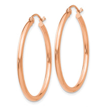 10K Rose Gold Polished 2mm Tube Hoop Earrings