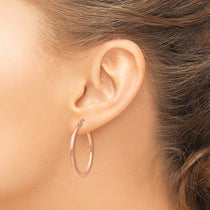 10K Rose Gold Polished 2mm Tube Hoop Earrings
