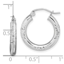 10K White Gold Diamond Cut 3mm Hoop Earrings