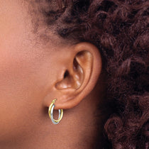 10K Two-tone Twisted Round Hoop Earrings