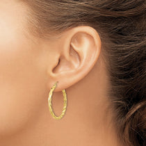 10k Polished & Satin Twisted Hoop Earrings