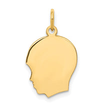 10K Plain Medium .018 Gauge Facing Right 12x15mm Engravable Boy Head Charm