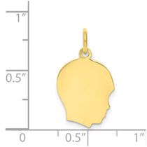 10K Plain Medium .018 Gauge Facing Right 12x15mm Engravable Boy Head Charm