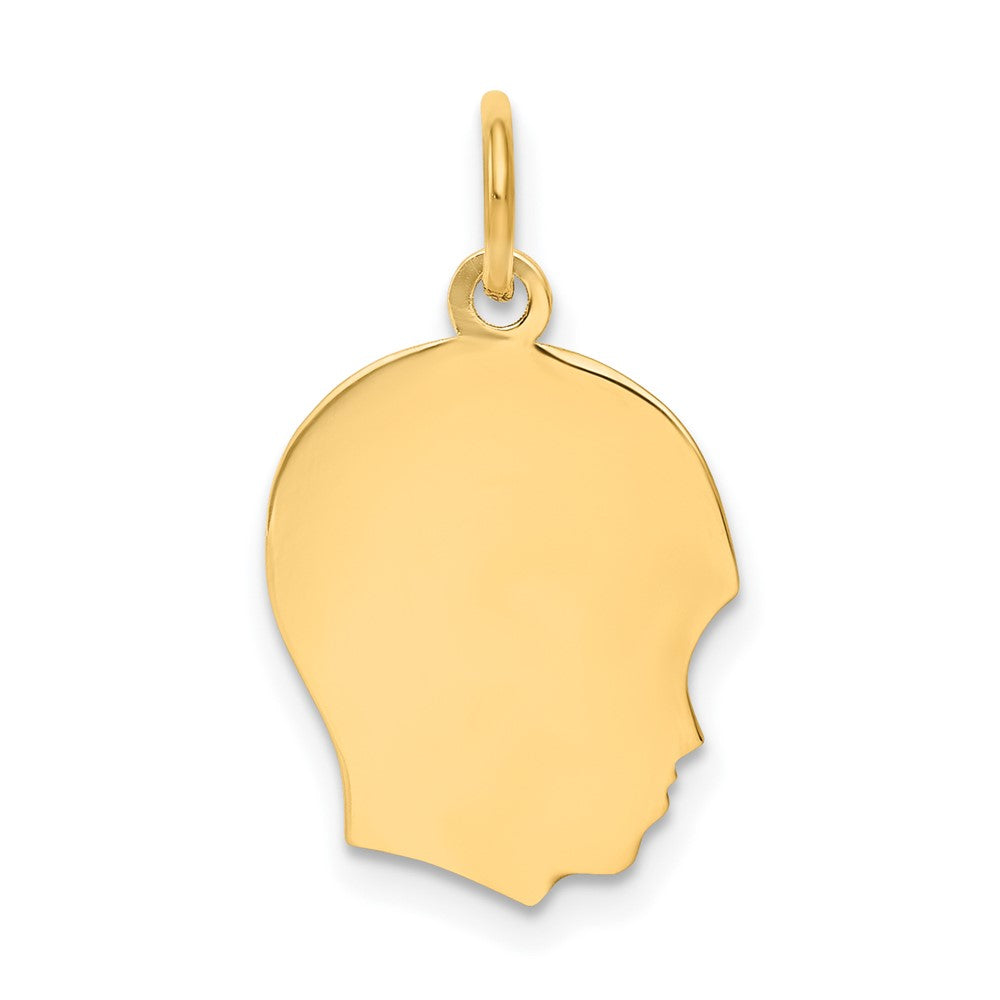 10K Plain Medium .018 Gauge Facing Right 12x15mm Engravable Boy Head Charm