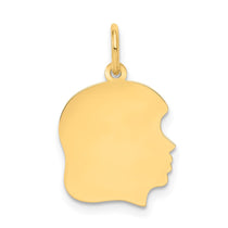 10K Plain Medium .018 Gauge Facing Right 13x14mm Engravable Girl Head Charm