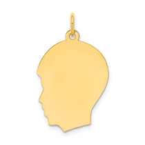 10K Plain Medium .013 Gauge Facing Right 16x21mm Engravable Boy Head Charm
