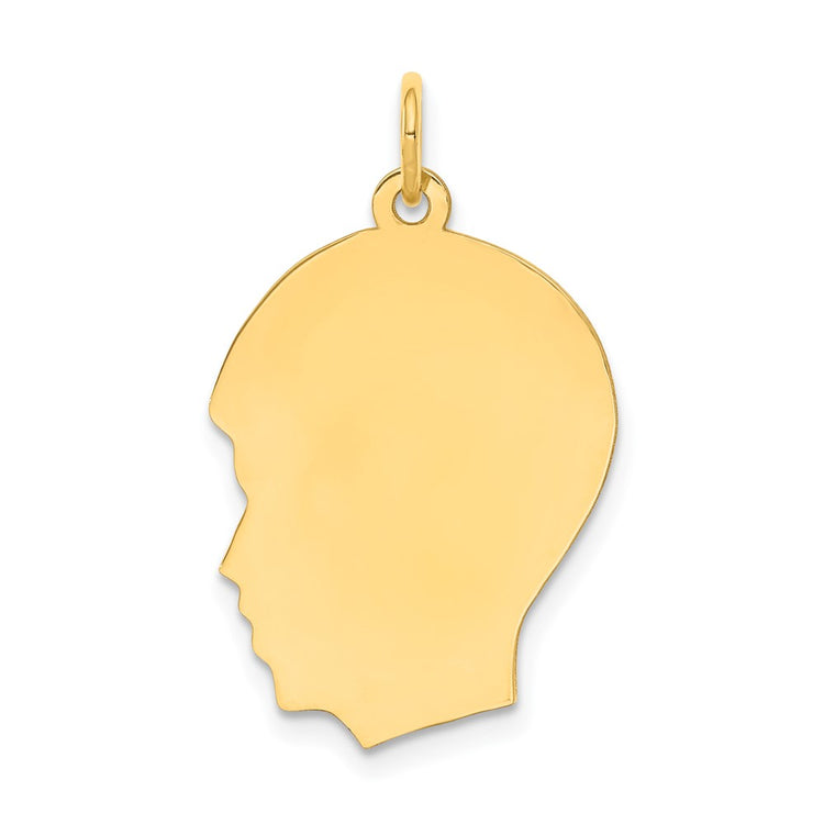 10K Plain Medium .013 Gauge Facing Right 16x21mm Engravable Boy Head Charm