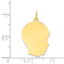 10K Plain Medium .013 Gauge Facing Right 16x21mm Engravable Boy Head Charm