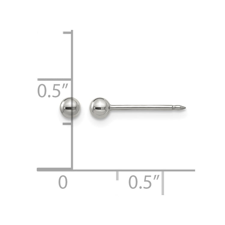 Inverness Stainless Steel Polished 3mm Ball Post Piercing Earrings