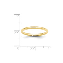 10k Yellow Gold 2mm Lightweight Comfort Fit Wedding Band