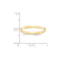10k Yellow Gold 2mm Lightweight Flat Wedding Band