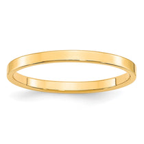 10k Yellow Gold 2mm Lightweight Flat Wedding Band