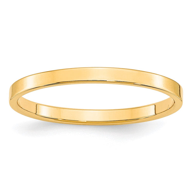 10k Yellow Gold 2mm Lightweight Flat Wedding Band