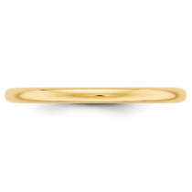 10k Yellow Gold 2mm Half Round Wedding Band