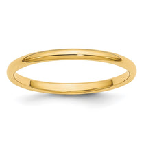 10k Yellow Gold 2mm Half Round Wedding Band