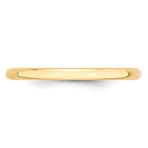 10k Yellow Gold 2mm Lightweight Half Round Wedding Band