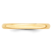 10k Yellow Gold 2.5mm Lightweight Half Round Wedding Band