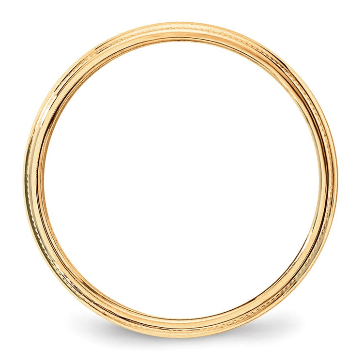 10k Yellow Gold 3mm Lightweight Milgrain Half Round Wedding Band