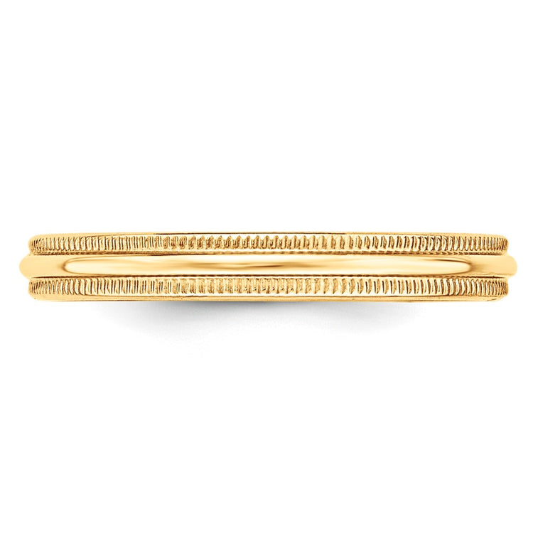 10k Yellow Gold 3mm Lightweight Milgrain Half Round Wedding Band