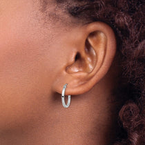 14K White Gold Polished Hoop Earrings