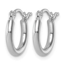 14K White Gold 2x12mm Polished Hoop Earrings