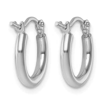 14K White Gold 2x12mm Polished Hoop Earrings