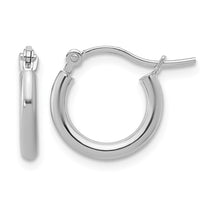 14K White Gold 2x12mm Polished Hoop Earrings
