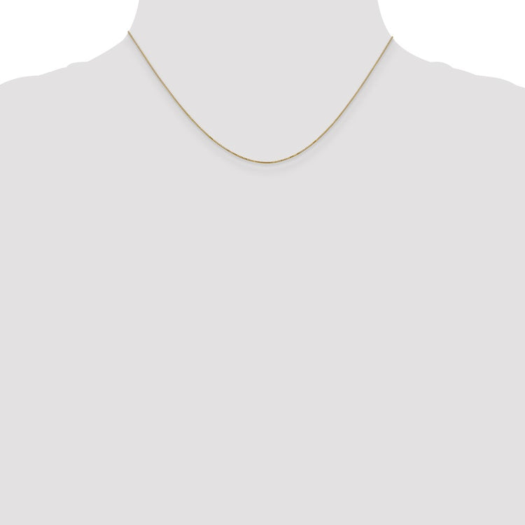 14K Solid Yellow Gold 0.5MM Carded Box Link with Spring Ring Clasp Chain Necklace 16-24 Inch