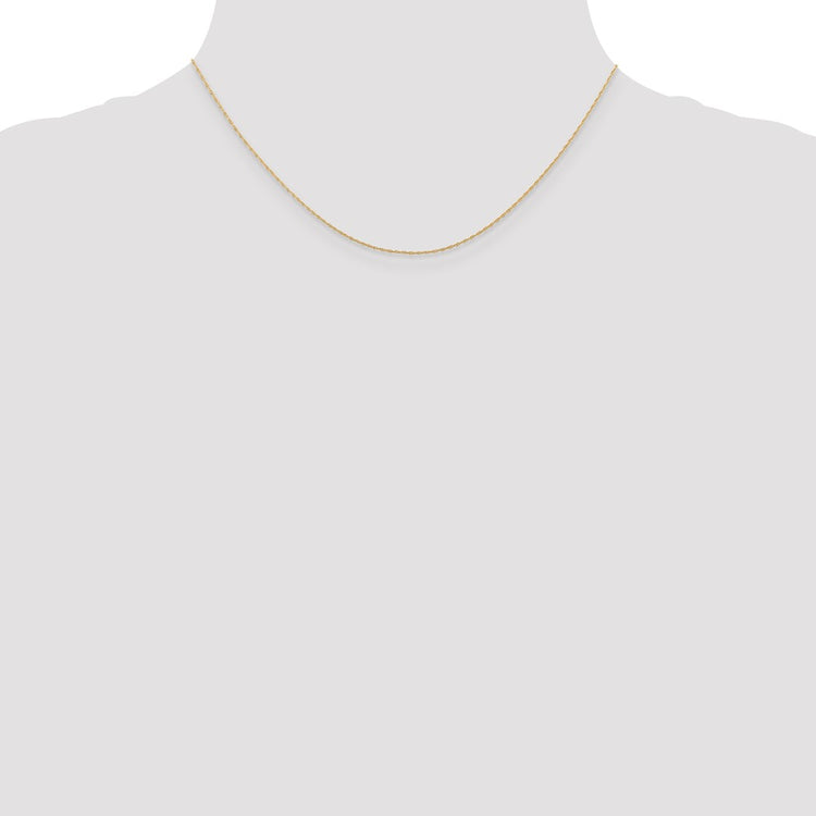 14K Solid Rose Gold 0.5MM Carded Cable Rope with Spring Ring Clasp Chain Necklace 16-24 Inch