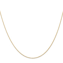 14K 24 inch Carded .5mm Cable Rope with Spring Ring Clasp Chain