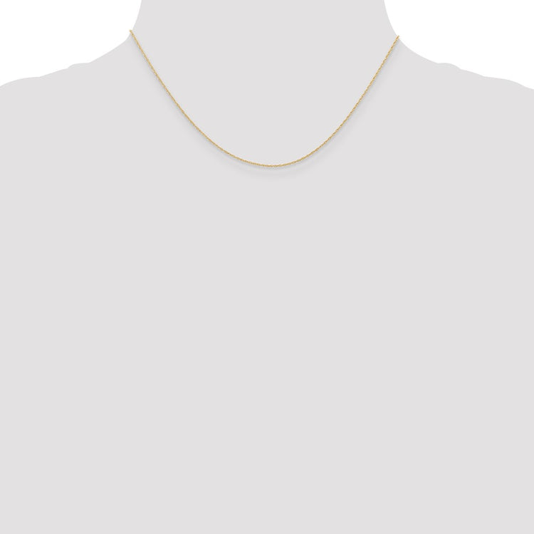 14K Solid Yellow Gold 0.6MM Carded Cable Rope with Spring Ring Clasp Chain Necklace 16-24 Inch