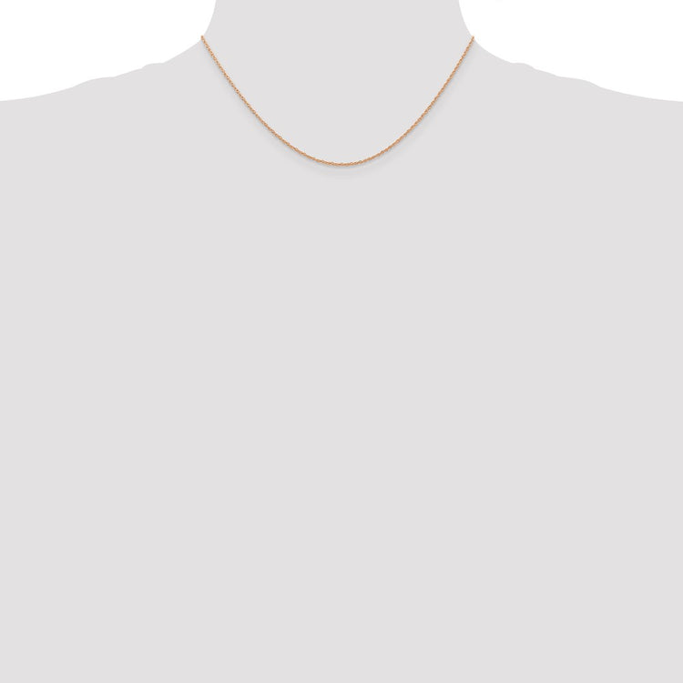 14K Solid Rose Gold 0.7MM Carded Cable Rope with Spring Ring Clasp Chain Necklace 16-24 Inch