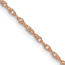 14K Rose Gold 16 inch Carded 1.15mm Cable Rope with Spring Ring Clasp Chain