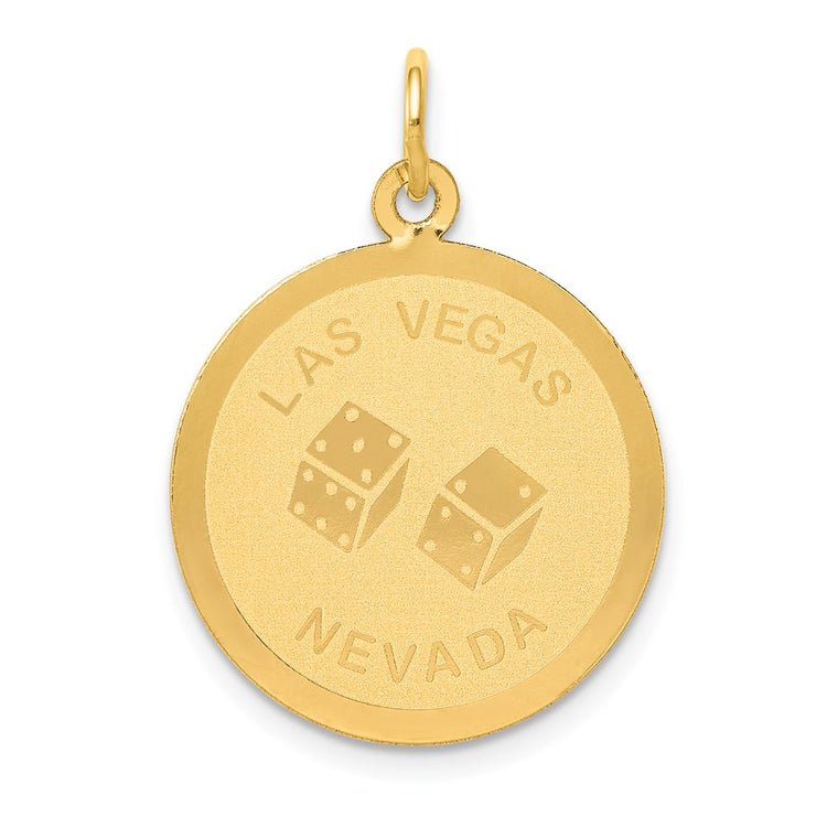 14k LAS VEGAS NEVADA with Dice Engravable 19mm Disc Charm