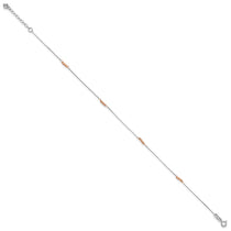 14K Two-Tone Mirror Beaded 4-Station 9 inch Plus 1 inch Extender - Total 10 inch Anklet