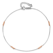 14K Two-Tone Mirror Beaded 4-Station 9 inch Plus 1 inch Extender - Total 10 inch Anklet