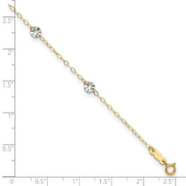 14K Two-tone Chain and Wavy Circles 6-Station 9 inch Plus 1 inch Extender - Total 10 inch Anklet