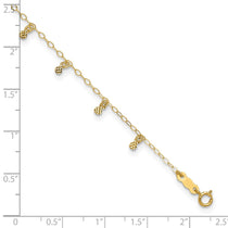 14K Cable Chain with Diamond Cut Dots 9 inch Plus 1 inch Extender - Total 10 inch Anklet