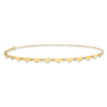 14K Hearts and Oval Links 9 inch Plus 1 inch Extender - Total 10 inch Anklet