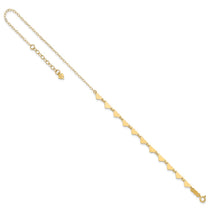 14K Hearts and Oval Links 9 inch Plus 1 inch Extender - Total 10 inch Anklet
