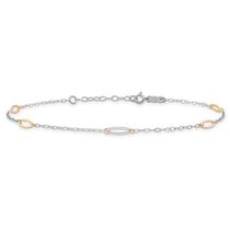 14K Tri-color Oval Link 5-Station 9 inch Plus 1 inch Extender - Total 10 inch Anklet