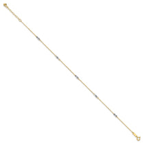 14K Two-tone Fancy Twist 5-Station 9 inch Plus 1 inch Extender - Total 10 inch Anklet