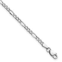 14K White Gold 7 inch 2.5mm Semi-Solid Figaro with Lobster Clasp Bracelet
