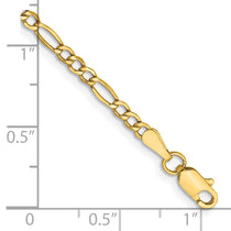 14K 7 inch 2.5mm Semi-Solid Figaro with Lobster Clasp Bracelet