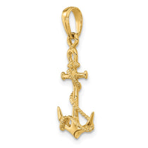 14k 3-D Anchor with Shackle and Entwined Rope Pendant