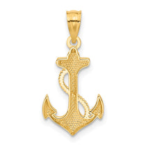 14k Polished Anchor with Rope Pendant