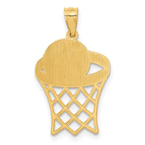 14k Diamond-cut Basketball in Hoop Pendant