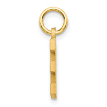 14KY Satin Diamond-cut Letter E Initial Charm