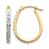 14k and White Rhodium Diamond Fascination Diamond Dust/Accent 2x18mm Oval Hoop Earrings