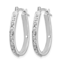 14k White Gold Diamond Fascination Daimond Dust/Accent 2x18mm Oval Hoop Earrings
